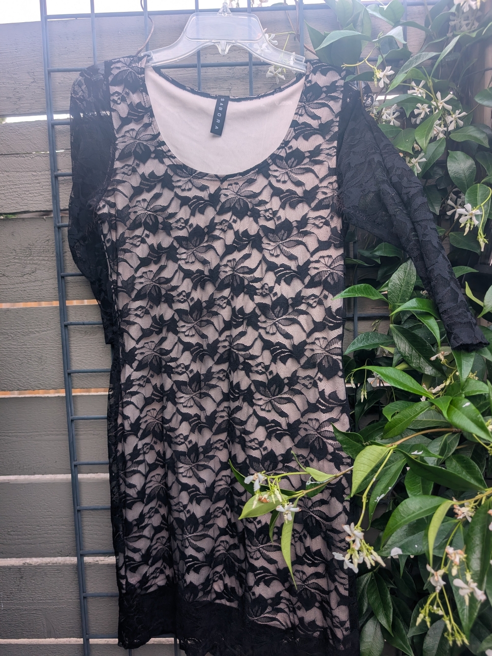 Tahari Black Lace Overlay Sheath Dress